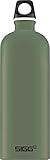 SIGG Traveller Leaf Green Trinkflasche (1 L), schadstofffreie und auslaufsichere Trinkflasche, federleichte Trinkflasche aus Aluminium