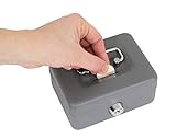 ARREGUI Elegant C9006 Geldkassette aus Stahl | Geldbox | 12,5 cm breit | Abschließbare Kasse mit Einwurfschlitz | Kleine Geldkassette mit Schlüssel | Geldkasse | grau
