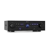 auna AMP-CD950 DG - Power Amplifier Verstärker, Ausgangsleistung: 8 x 100 Watt RMS an 4 Ohm, Built-in DSP, 4 Stereo-Zonen, Bluetooth, Optischer Eingang, AUX-In, CD-In, DVD-In, MP3-In, schwarz