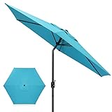 FEFLO Ø 270cm Sonnenschirm Parasol Patio Umbrella, Gartenschirm Kippbar, Gestell Aluminium/Stahl, UV50+ Wasserabweisende Terrassenschirm Marktschirm, Blau