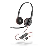 Plantronics – Blackwire 3220, kabelgebundenes USB-A-Headset – Zwei-Ohr-Headset (Stereo) mit Mikrofonarm – Verbindung mit PC/Mac über USB-A-Anschluss – Kompatibel mit Teams, Zoom und mehr