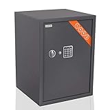 Brihard Business XL Tresor Safe mit Elektronischem Schloss, 50x35x36cm (HxWxD), Titan Grau