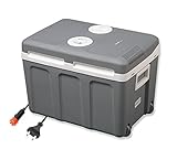 TZS First Austria Kühlbox 40 Liter, mit Rollen, Trolly, WÄRMT + KÜHLT, Thermo-Elektrische Kühlbox 12 Volt und 230 Volt, tragbarer Mini-Kühlschrank | für Auto und Camping