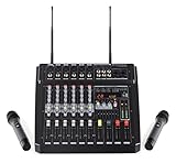 Pronomic Powermake 600 Powermischer - 6-Kanal-Mischpult - 2 UHF-Funkmikrofone - 760 Watt RMS-Leistung - 24Bit Multi-Effekt-Prozessor - Bluetooth/USB-Player/Recorder - Grafischer Equalizer - Schwarz