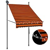 vidaXL Markise Einziehbar Handbetrieben mit LED Wasserabweisend Klemmmarkise Balkonmarkise Sonnenschutz Terrasse Balkon Garten 100cm Orange Braun